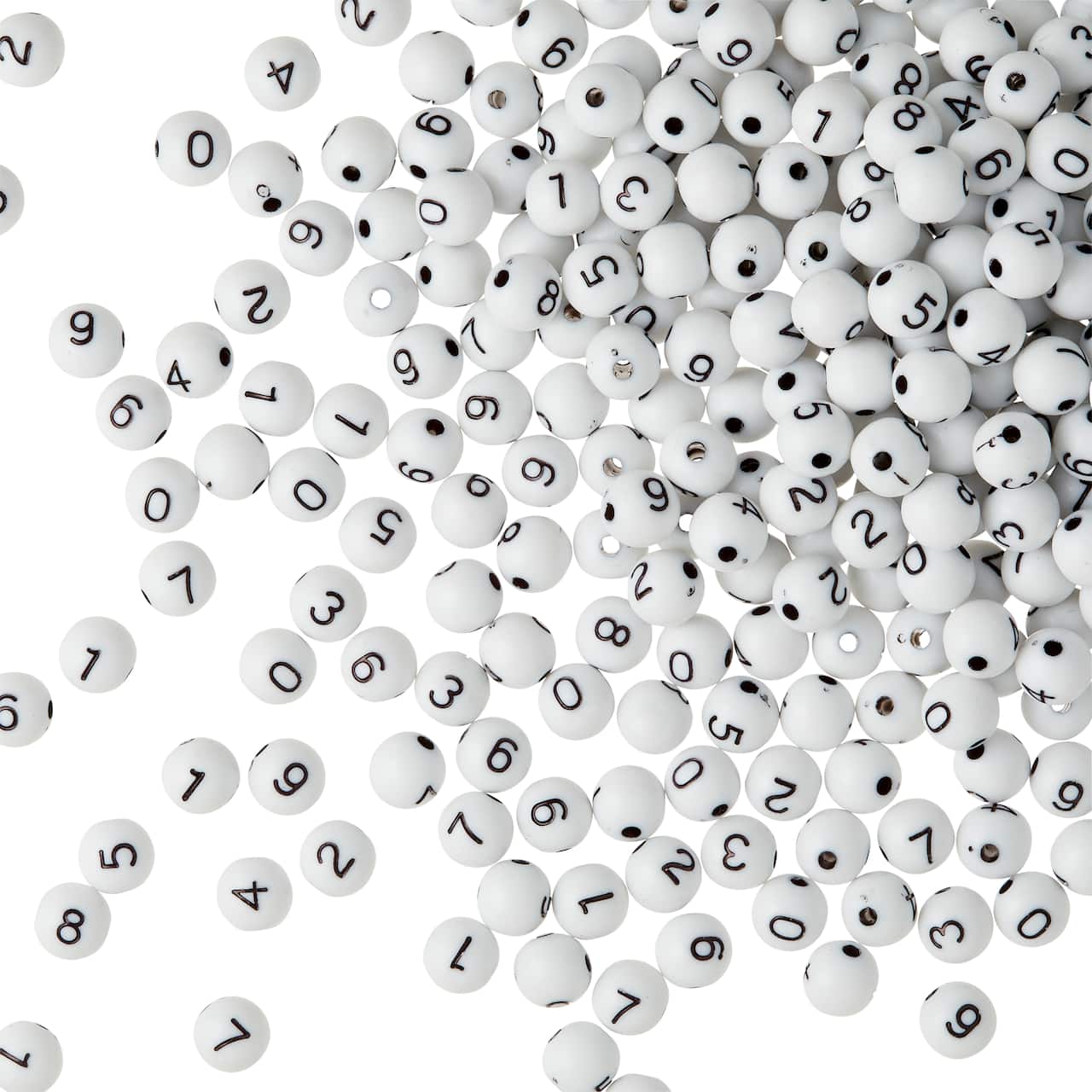 Number Acrylic Round Craft Beads by Bead Landing&#x2122;, 7.5mm